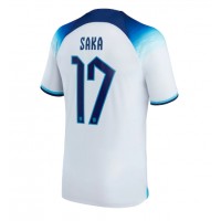 Camisa de Futebol Inglaterra Bukayo Saka #17 Equipamento Principal Mundo 2022 Manga Curta